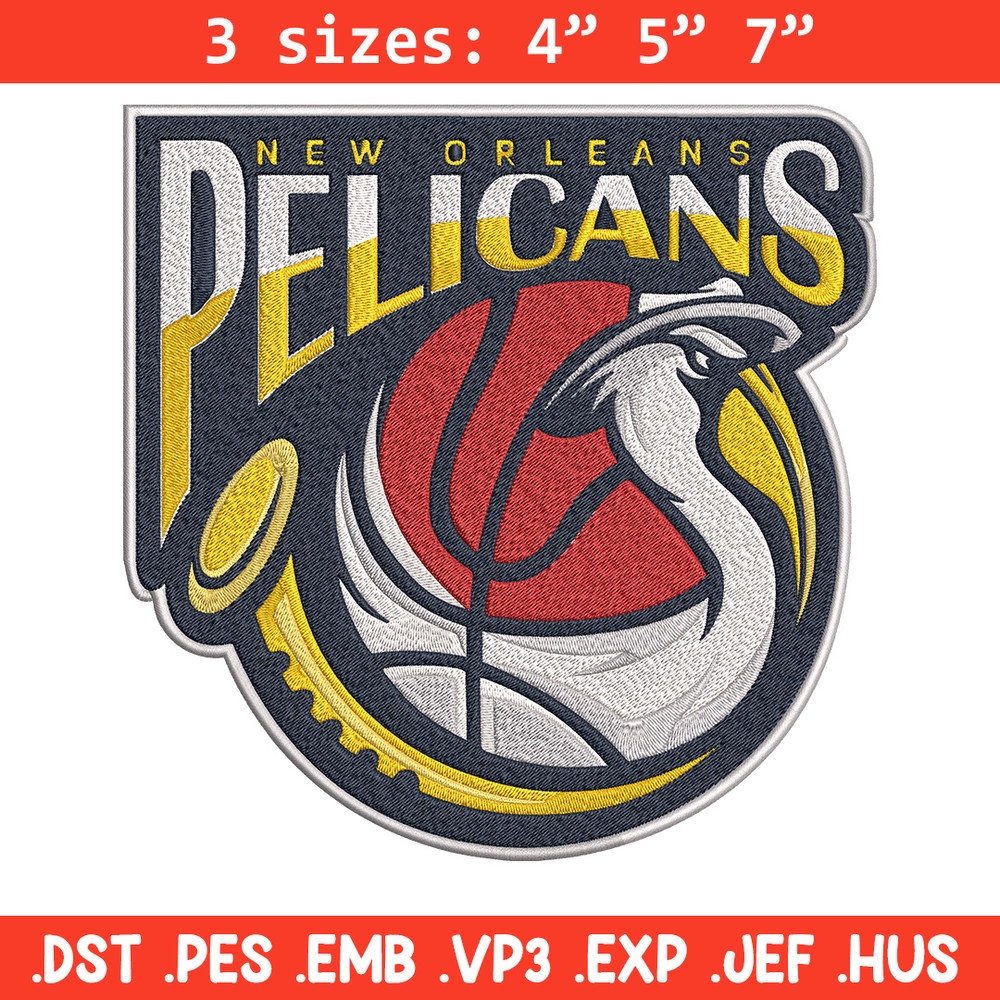 Orleans Pelicans logo embroidery design, NBA embroidery,Sport embroidery,Embroidery design,Logo sport embroidery.jpg