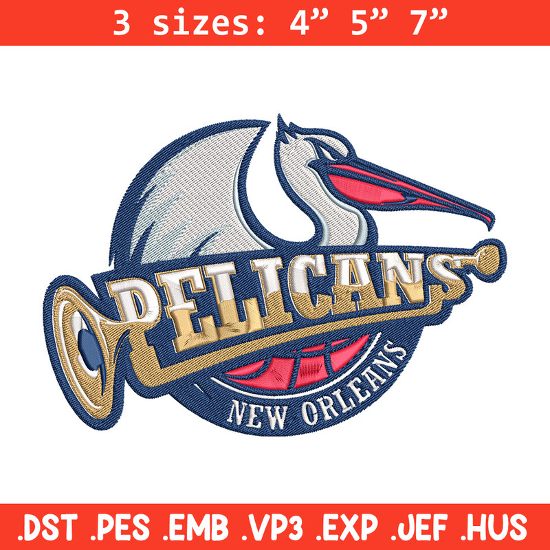 Orleans Pelicans logo embroidery design,NBA embroidery,Sport embroidery, Embroidery design, Logo sport embroidery.jpg