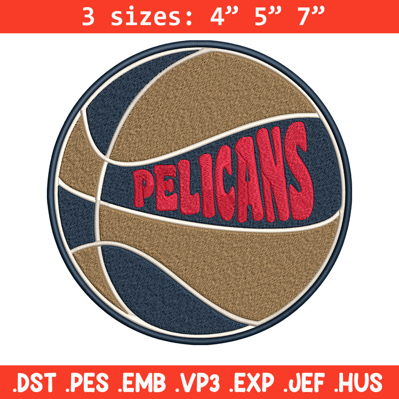 Orleans Pelicans logo embroidery design,NBA embroidery,Sport embroidery,Embroidery design, Logo sport embroidery.jpg