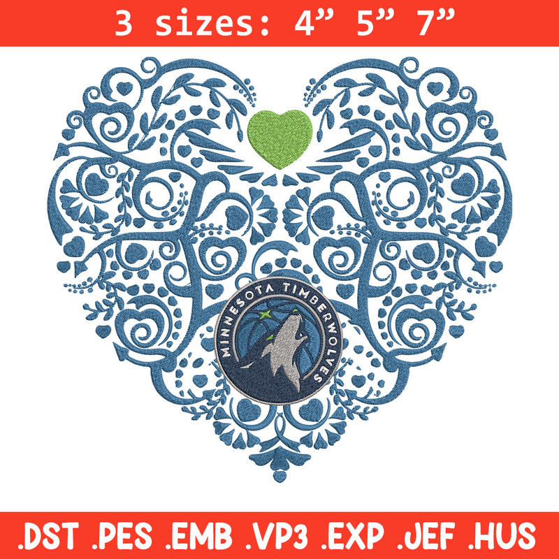 Timberwolves heart embroidery design, NBA embroidery, Sport embroidery, Embroidery design, Logo sport embroidery.jpg