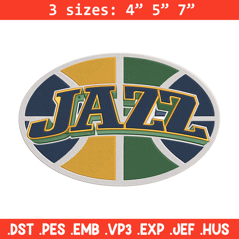 Utah Jazz basketball embroidery design, NBA embroidery, Sport embroidery, Embroidery design, Logo sport embroidery.jpg