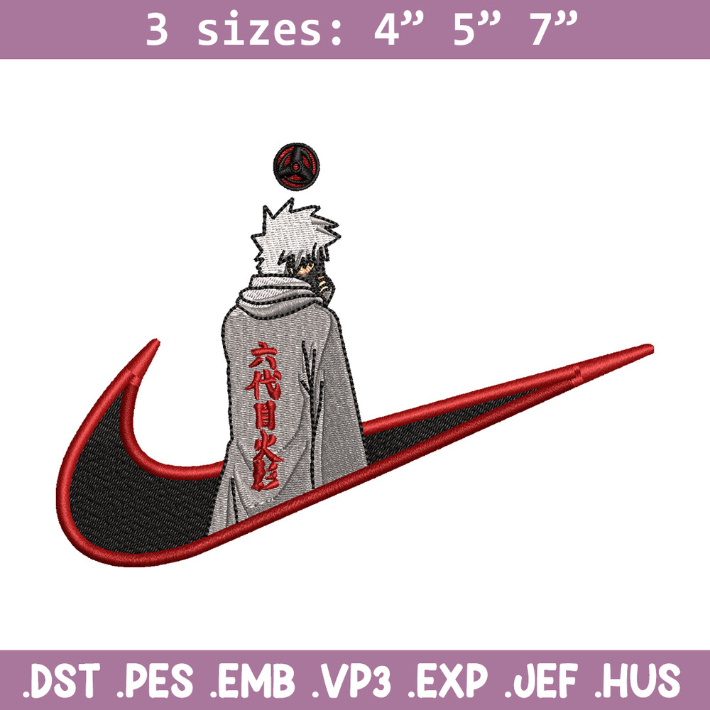 Kakashi Hatake 6 Nike embroidery design, Naruto embroidery, nike design, anime design, anime shirt, Digital download.jpg
