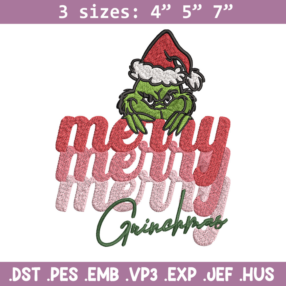 Merry Grinch logo Embroidery design, Grinch Christmas Embroidery, logo design, Embroidery File, Digital download..jpg