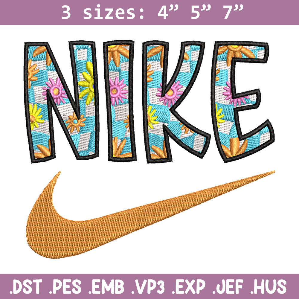 Nike flower embroidery design, Flower embroidery, Nike design, Embroidery shirt, Embroidery file,Digital download.jpg