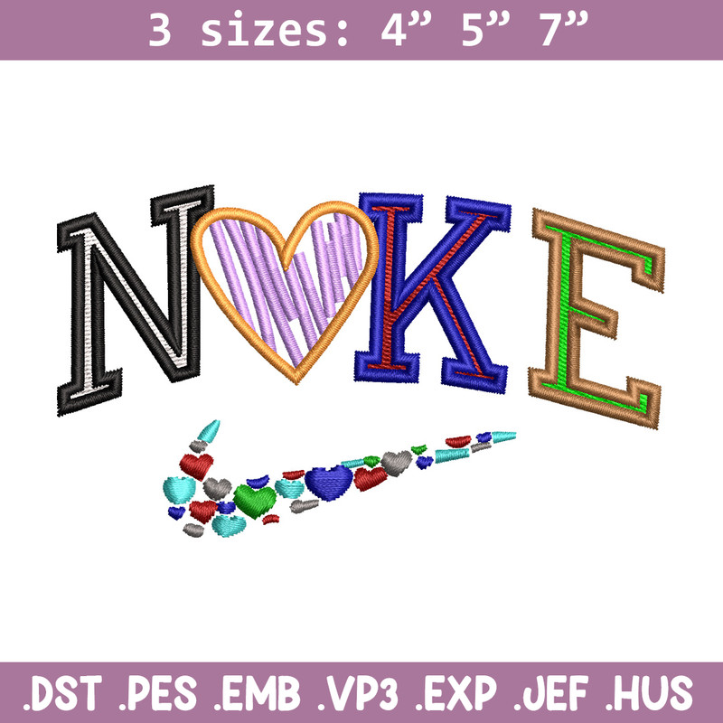 Nike heart color embroidery design, Logo embroidery, Nike design, Embroidery shirt, Embroidery file, Digital download.jpg