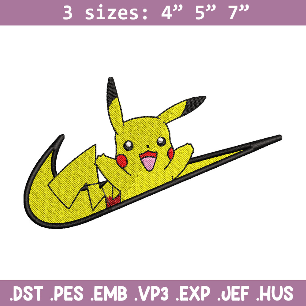 Nike Pikachu embroidery design, Pokemon embroidery, Nike design, anime design, anime shirt, Digital download.jpg