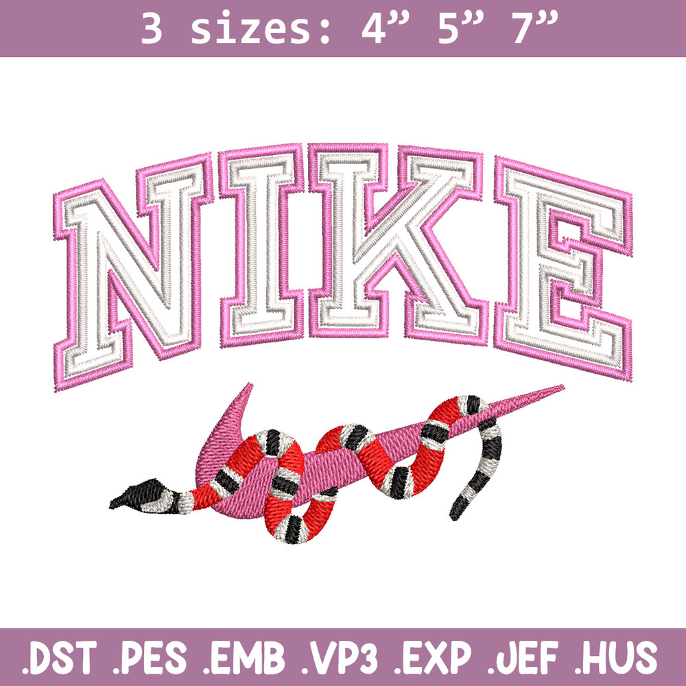 Nike snake embroidery design, Snake embroidery, Nike design, Embroidery shirt, Embroidery file, Digital download.jpg