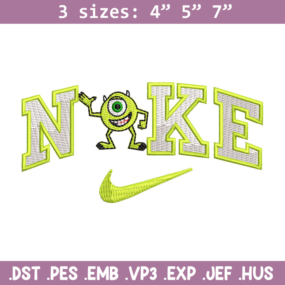 Nike x mike embroidery design, Disney embroidery, Nike design, Embroidery shirt, Embroidery file, Digital download.jpg