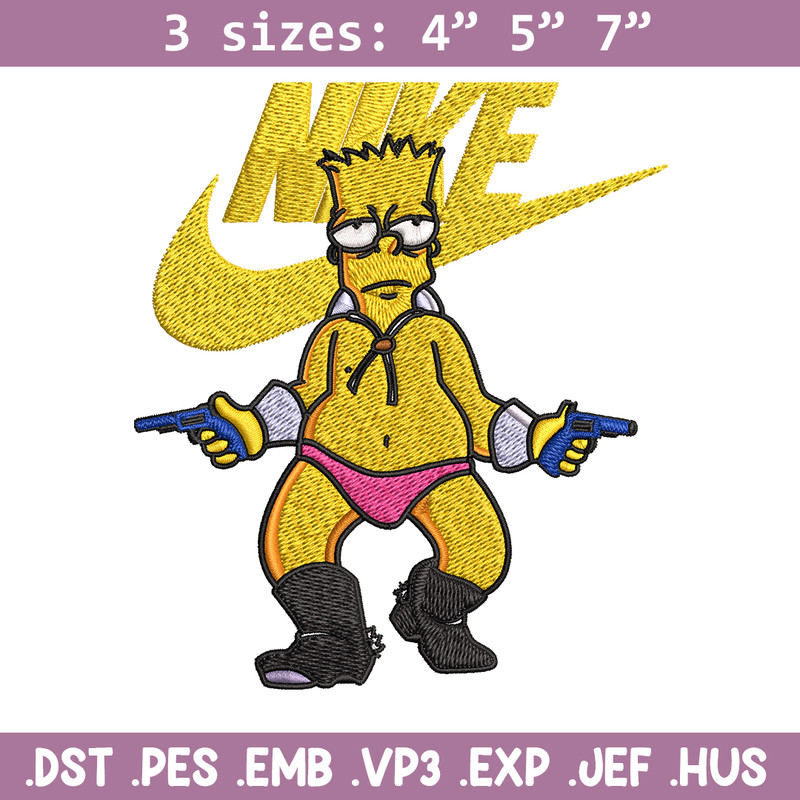 Simpson funny Nike Embroidery design, cartoon Embroidery, Nike design, Embroidery file, cartoon shirt, Instant download..jpg