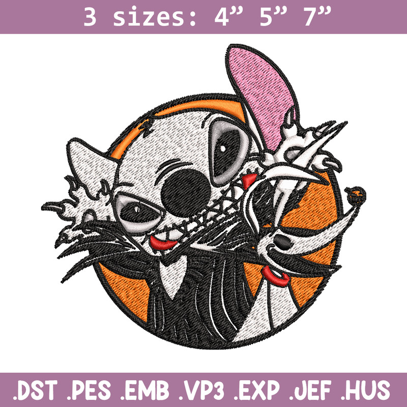 Stitch Jack Skellington Embroidery design, Halloween Embroidery, Embroidery File, cartoon design, Digital download..jpg