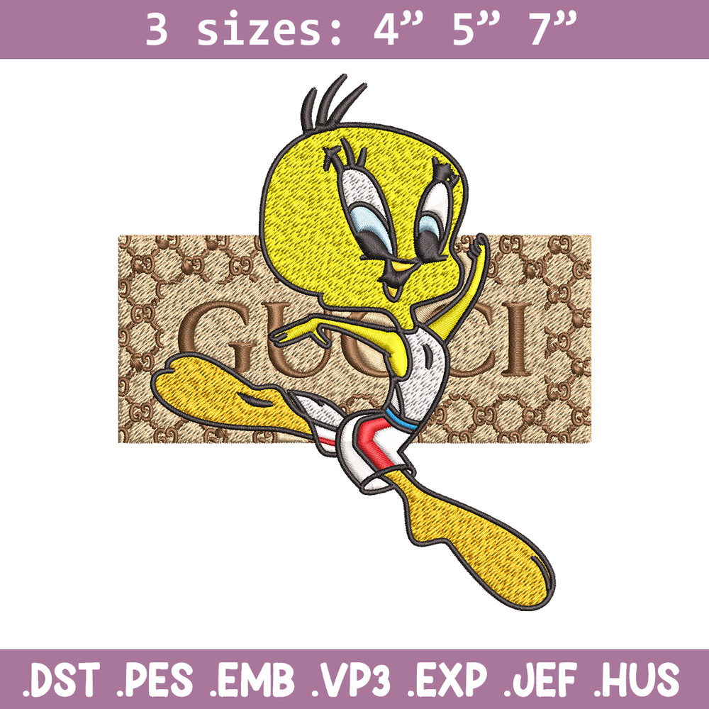Tweety Gucci Embroidery design, Tweety Gucci cartoon Embroidery, cartoon design, Embroidery File, Digital download..jpg