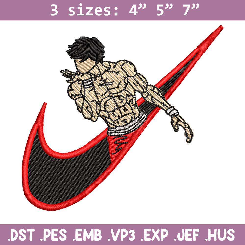 Baki x nike embroidery design, Baki embroidery, Nike design, Embroidery shirt, Embroidery file, Digital download.jpg