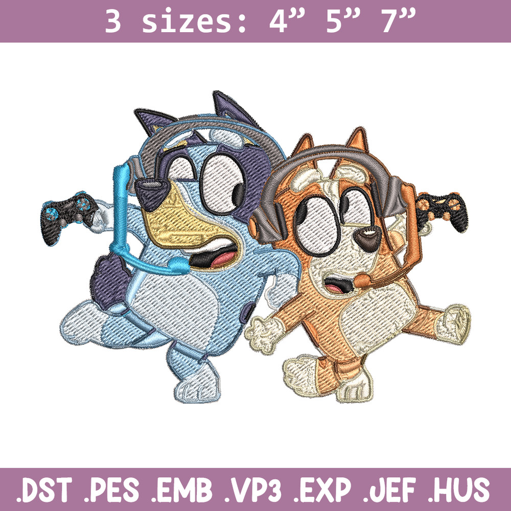 Bluey bingo headphones Embroidery, Bluey Embroidery, Embroidery File, cartoon shirt, cartoon design, Digital download..jpg