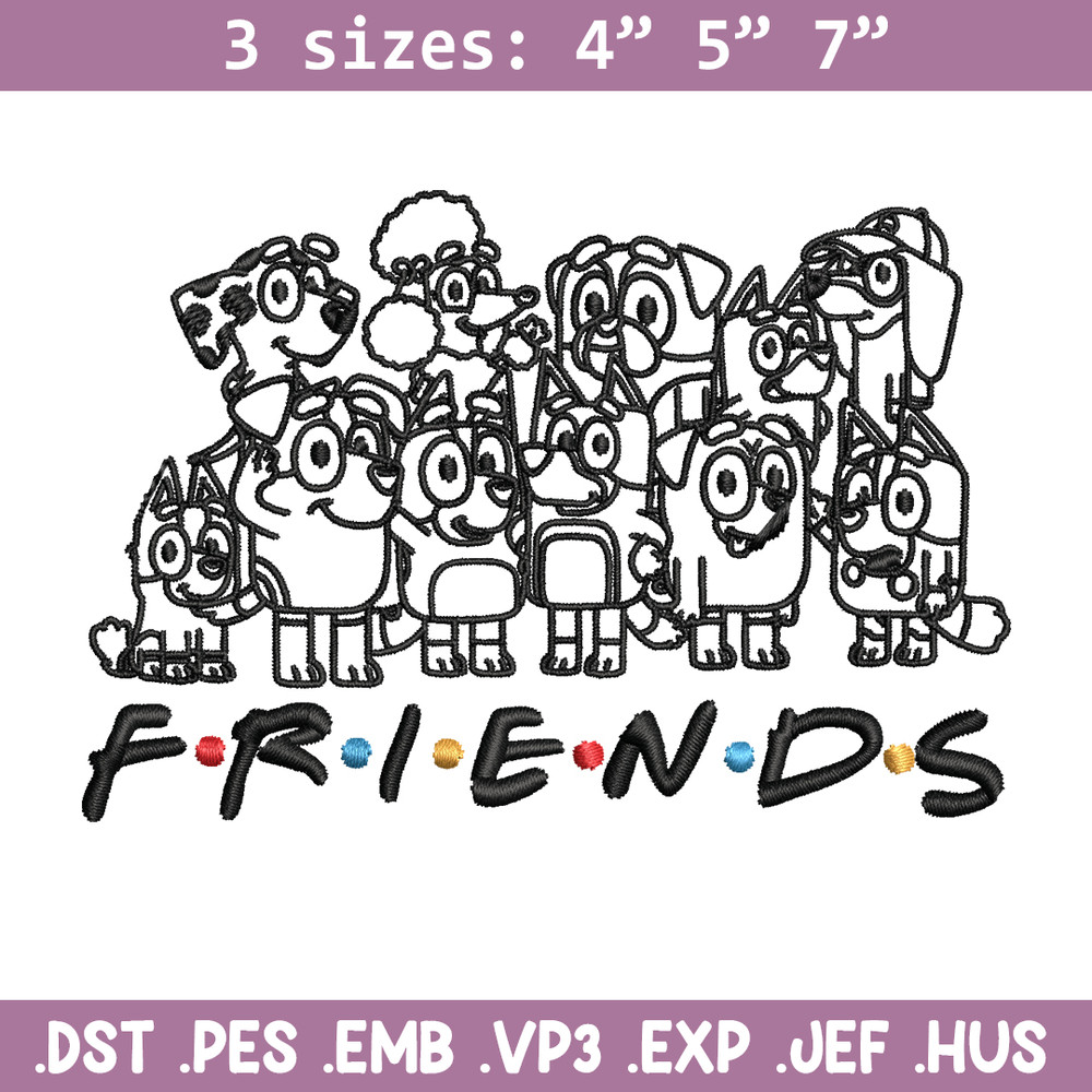 Bluey family Coloring Pages Embroidery, Bluey Embroidery, Embroidery File, cartoon design, logo shirt, Digital download..jpg