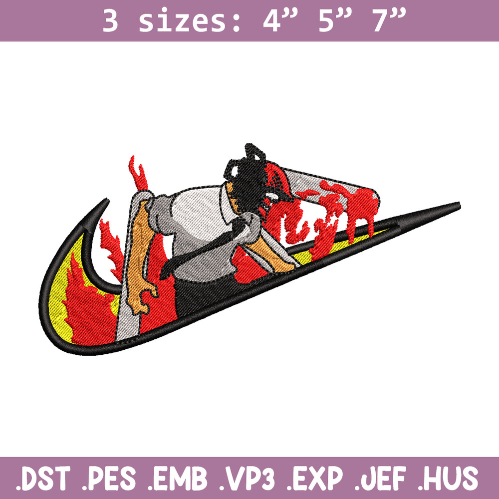 Chainsaw man Nike embroidery design, Chainsaw man embroidery, Nike design, anime design, anime shirt, Digital download.jpg