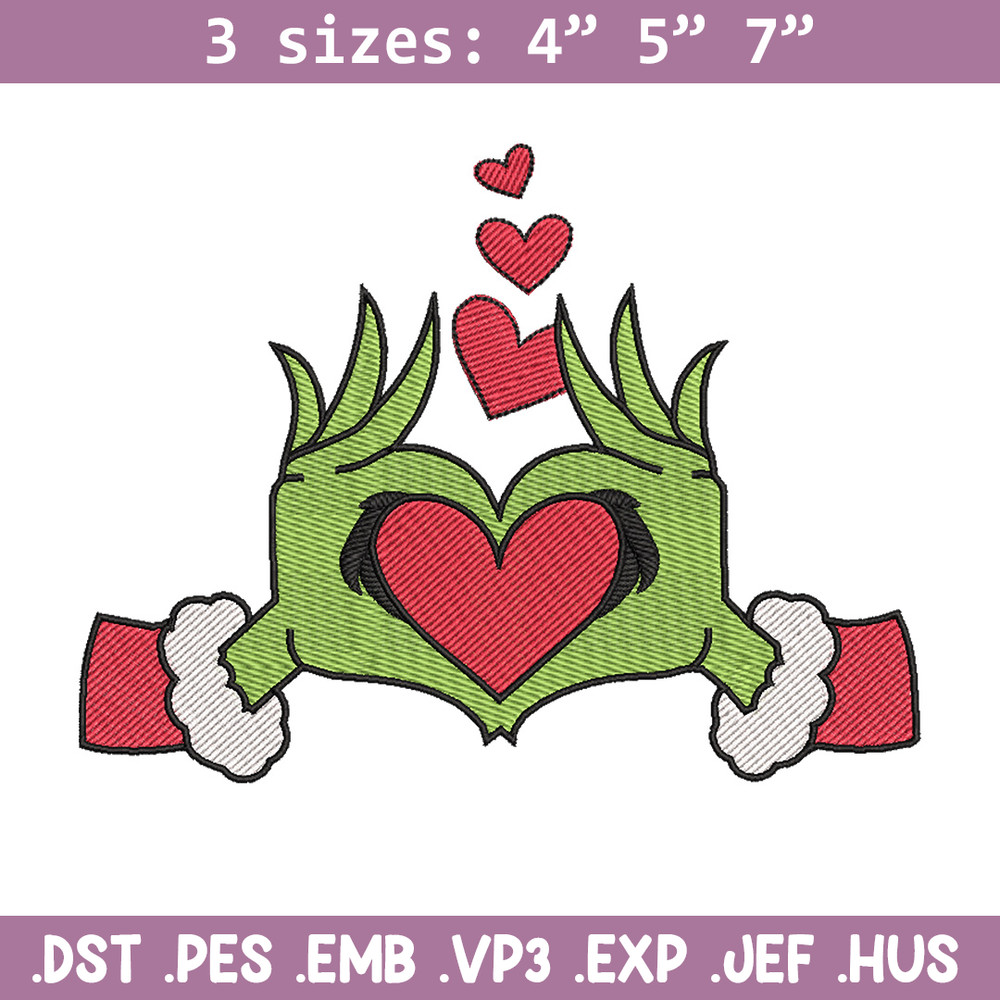 Grinch love embroidery design, Grinch embroidery, Chrismas design, Embroidery shirt, Embroidery file, Digital download.jpg