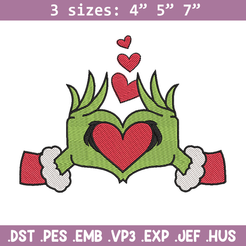 Grinch love embroidery design, Grinch embroidery, Chrismas design, Embroidery shirt, Embroidery file, Digital download.jpg