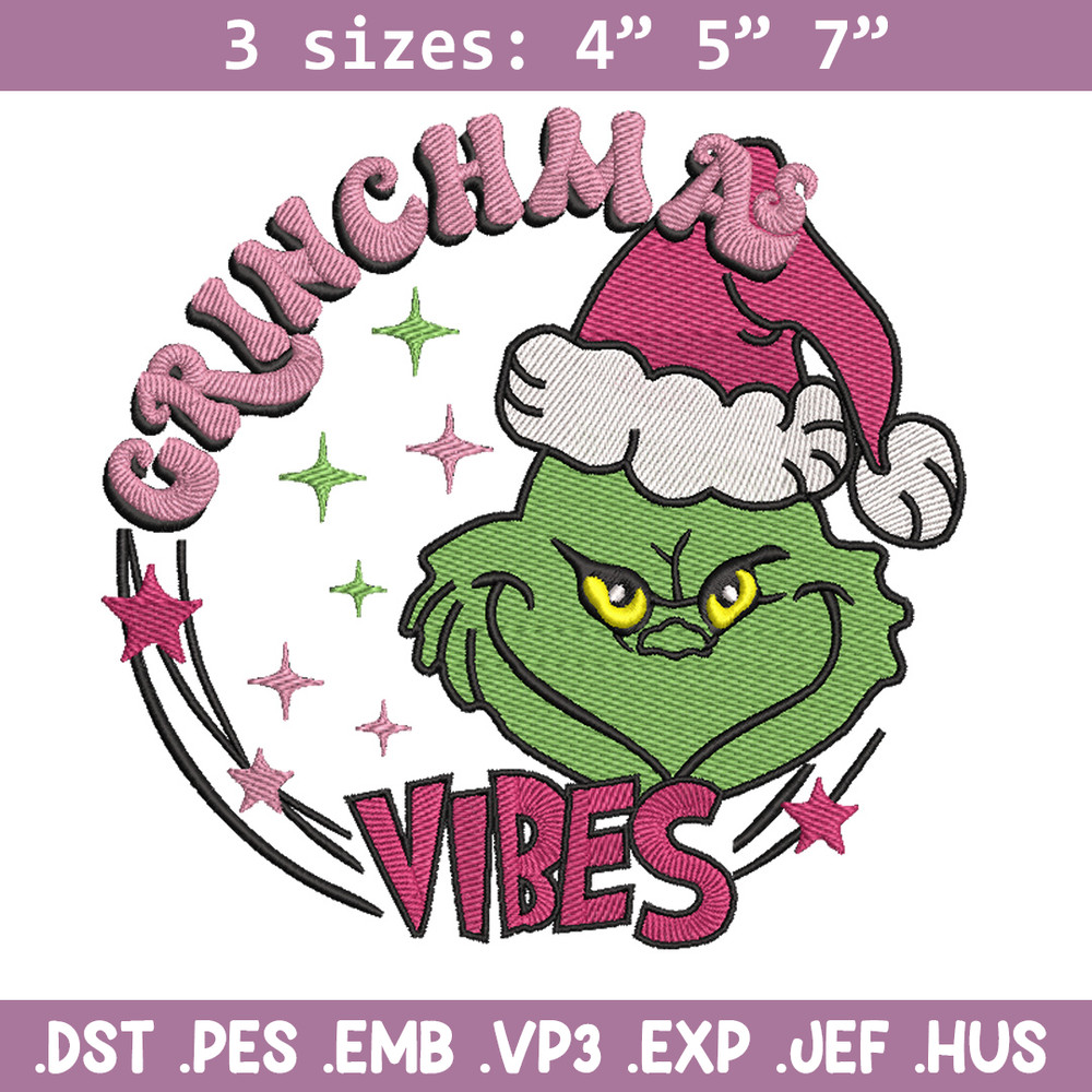 Grinch vibes embroidery design, Grinch embroidery, Chrismas design,Embroidery shirt, Embroidery file, Digital download.jpg