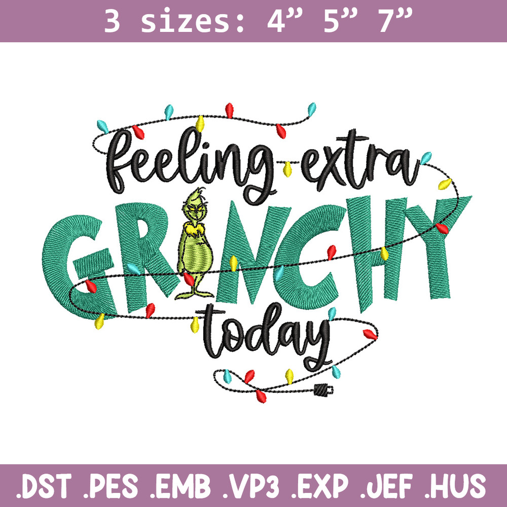 Grinchy today embroidery design,Grinch embroidery, Chrismas design, Embroidery shirt, Embroidery file, Digital download..jpg