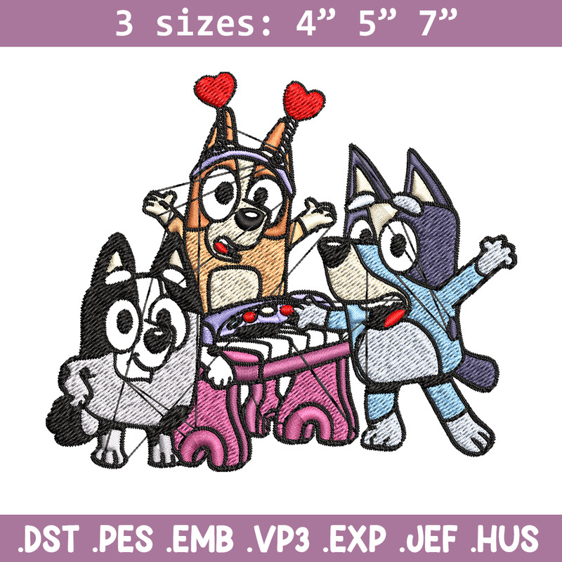 Happy birthday bluey Embroidery, Bluey Embroidery, Embroidery File, cartoon shirt, cartoon design, Digital download..jpg