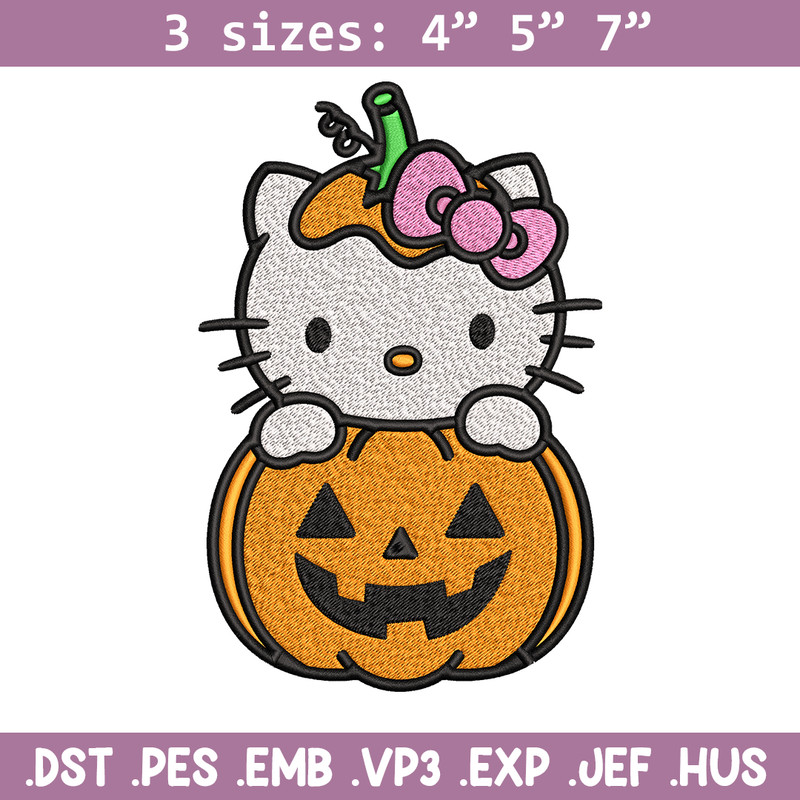 Hello Kitty With Pumpkin Embroidery design, Hellokitty Embroidery, cartoon design, Embroidery File, Digital download.jpg