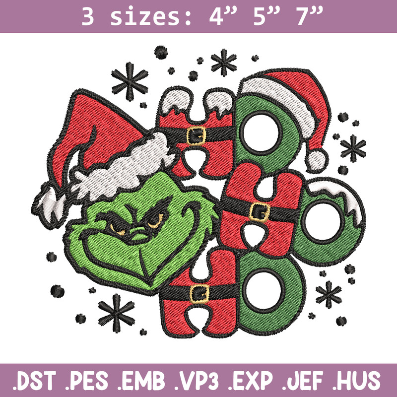 Ho Ho Ho The Grinch Embroidery design, Grinch christmas Embroidery, Grinch design, Embroidery File, Instant download..jpg