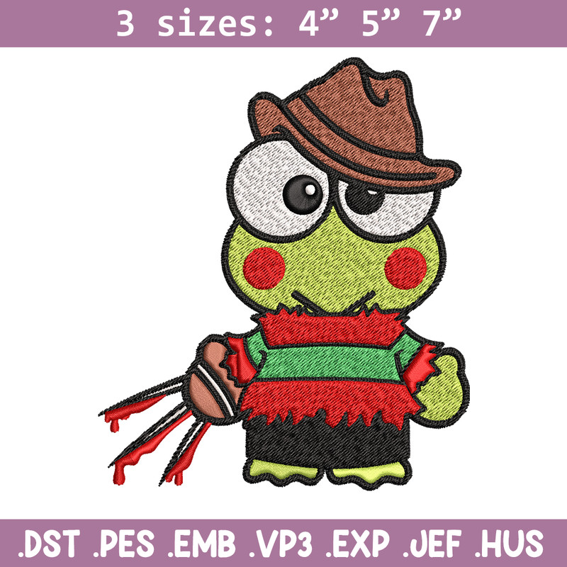 Keroppi Freddy Krueger Embroidery design, Horror Embroidery, horror design, Embroidery File, Digital download..jpg