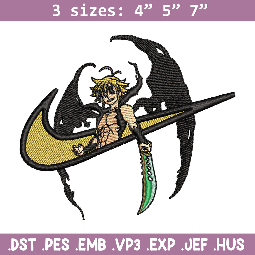 Meliodas Nike embroidery design, Nanatsu no Taizai embroidery, Nike design, anime design, anime shirt, Digital download.jpg