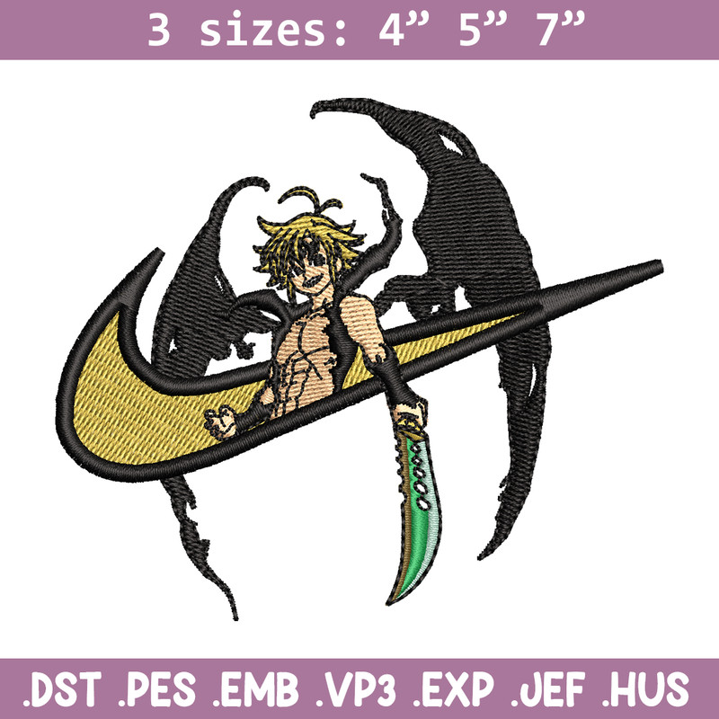 Meliodas Nike embroidery design, Nanatsu no Taizai embroidery, Nike design, anime design, anime shirt, Digital download.jpg