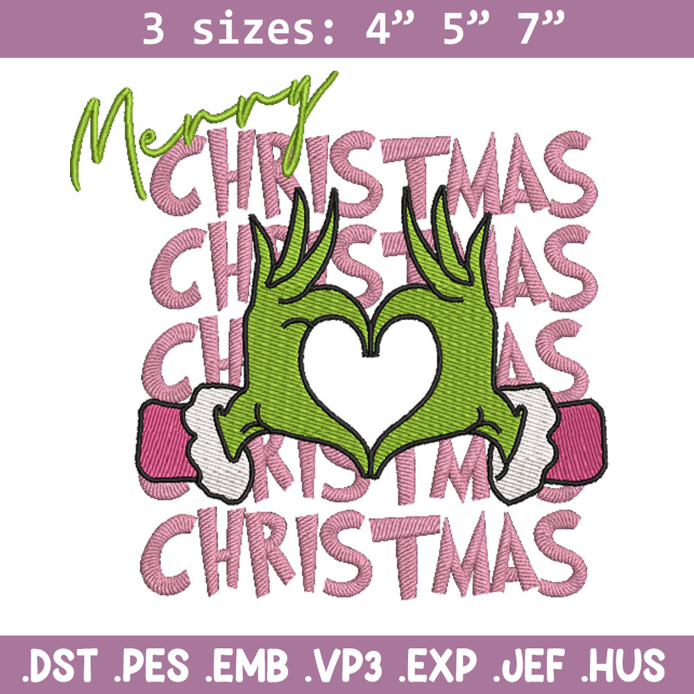 Merry chrismas embroidery design, Grinch embroidery, Chrismas design,Embroidery shirt, Embroidery file, Digital download.jpg