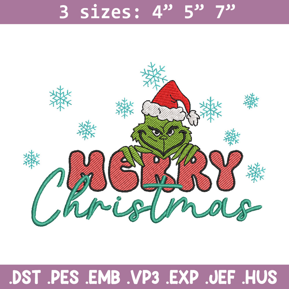 Merry chrismas embroidery design,Grinch embroidery, Chrismas design, Embroidery shirt, Embroidery file, Digital download.jpg