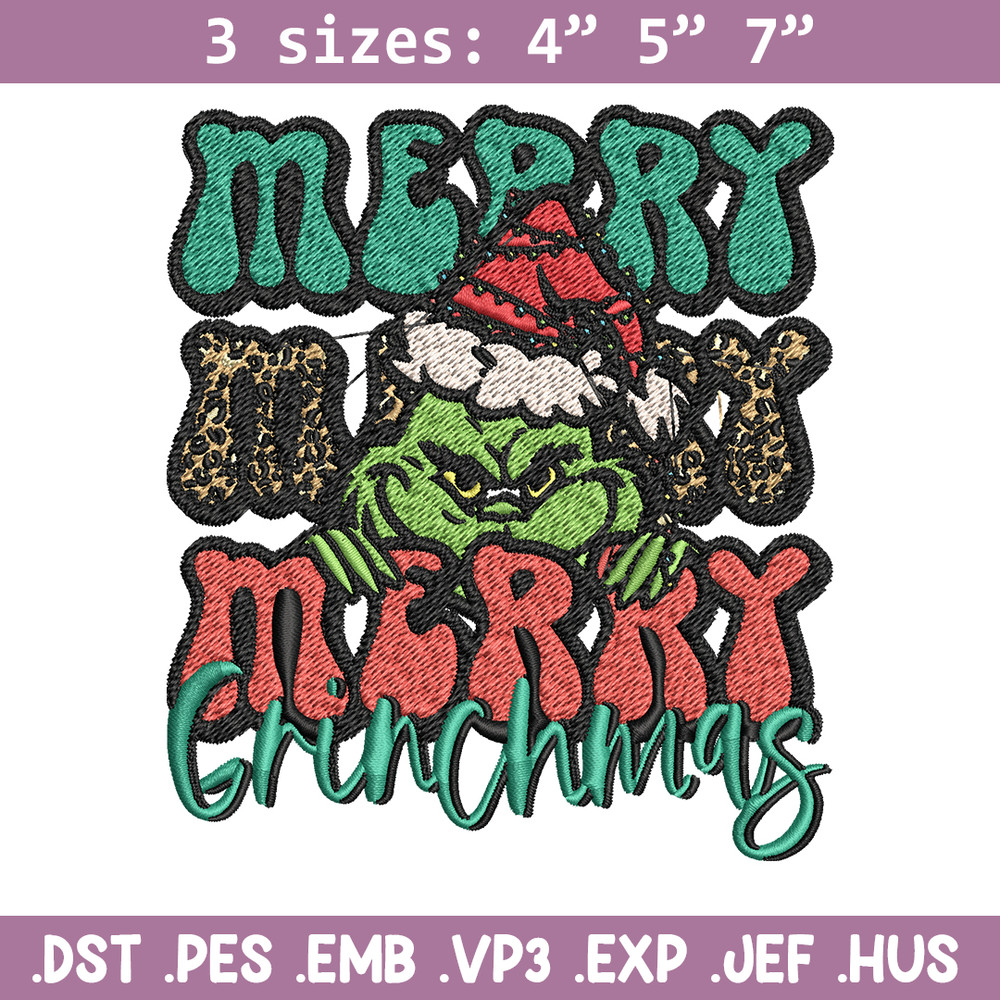 Merry Christmas Grinch Embroidery design, Grinch christmas Embroidery, Embroidery File, logo design, Instant download..jpg