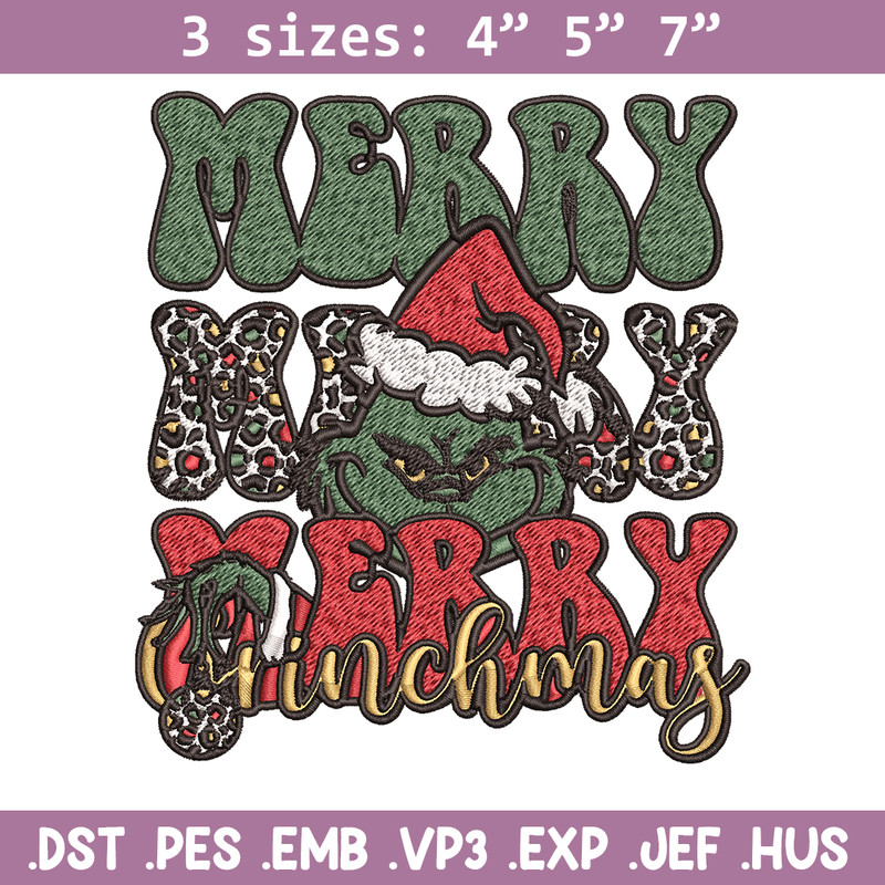 Merry Christmas Grinch Embroidery design, Grinch christmas Embroidery, logo design, Embroidery File, Instant download.jpg