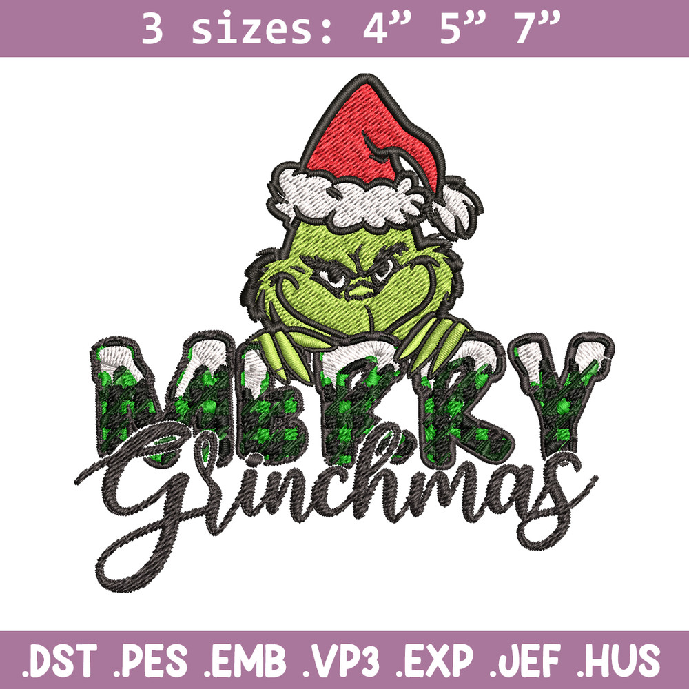 Merry Grinch Embroidery design, Grinch Merry Christmas Embroidery, Grinch design, Embroidery File, Digital download..jpg