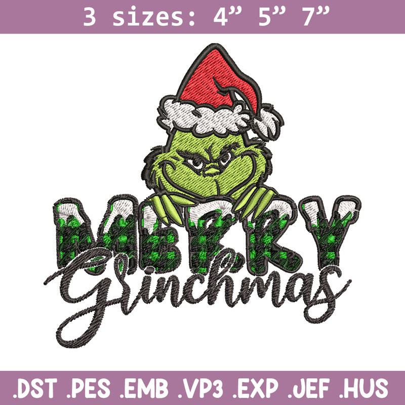 Merry Grinch Embroidery design, Grinch Merry Christmas Embroidery, Grinch design, Embroidery File, Digital download..jpg