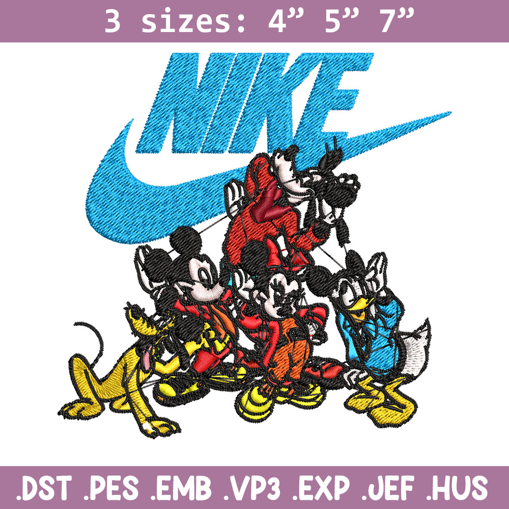 Mickey and friends Nike Embroidery design, Disney Embroidery, Nike design, Embroidery file, logo shirt, Instant download.jpg