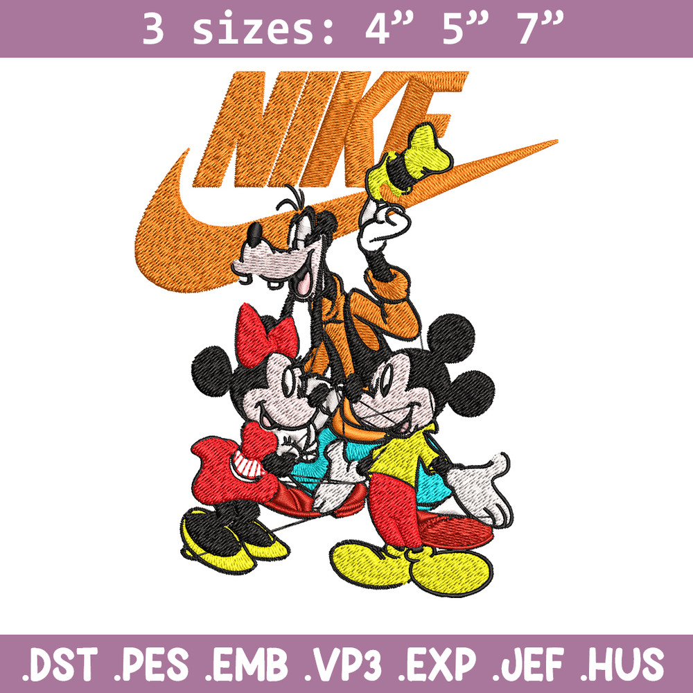 Mickey Mouse friends Nike Embroidery design, Disney Embroidery, Nike design, Embroidery file, Instant download..jpg