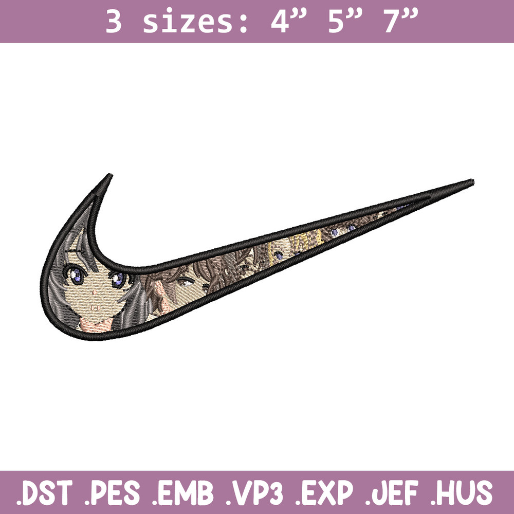 Nike mai embroidery design, Seishun Buta embroidery, Nike design,Embroidery file,Embroidery shirt,Digital download.jpg