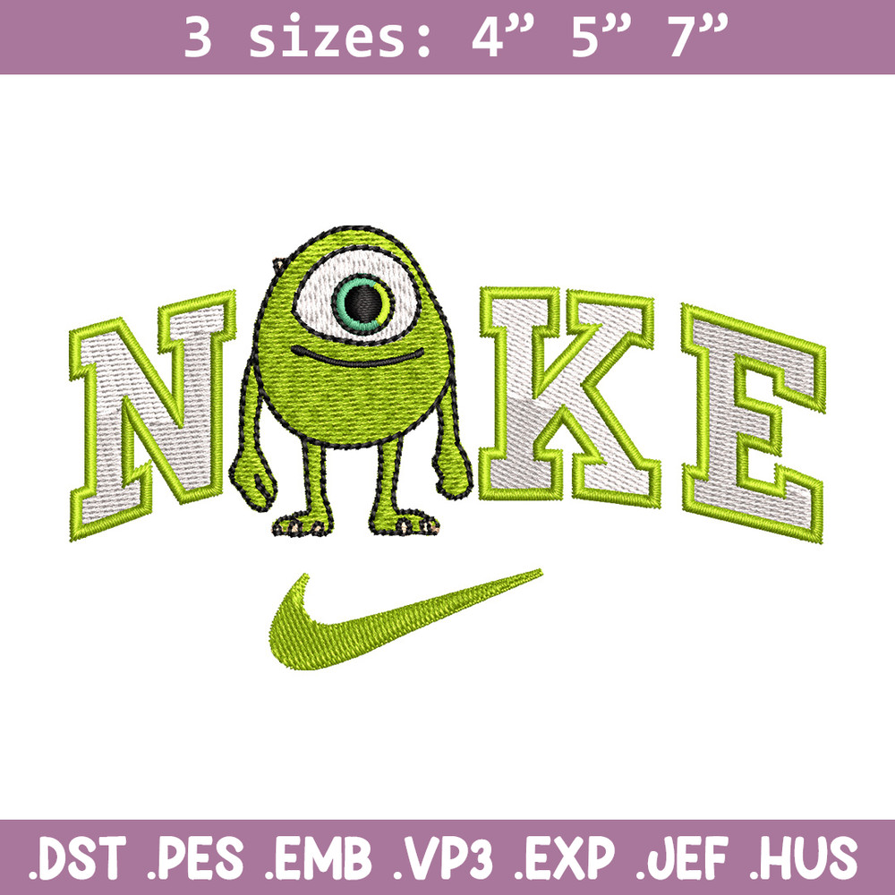 Nike x mike embroidery design, Disney monster embroidery, Nike design,Embroidery file,Embroidery shirt,Digital download.jpg