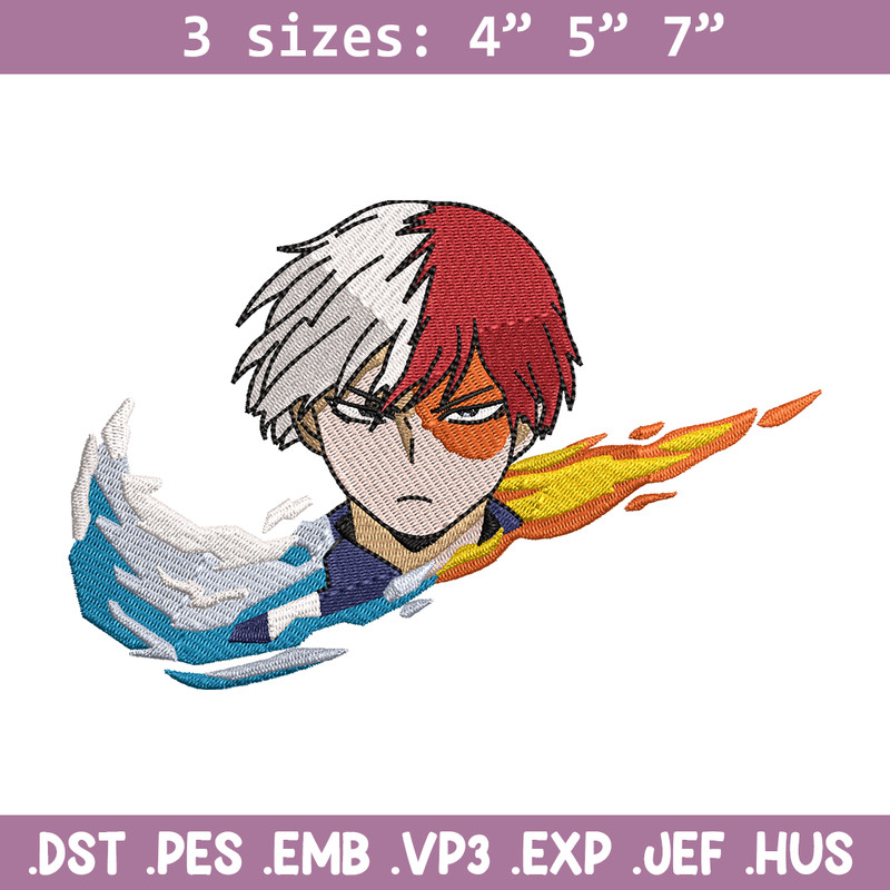 Nike x Todoroki embroidery design, My hero academia embroidery, Nike design, anime design, anime shirt, Digital download.jpg