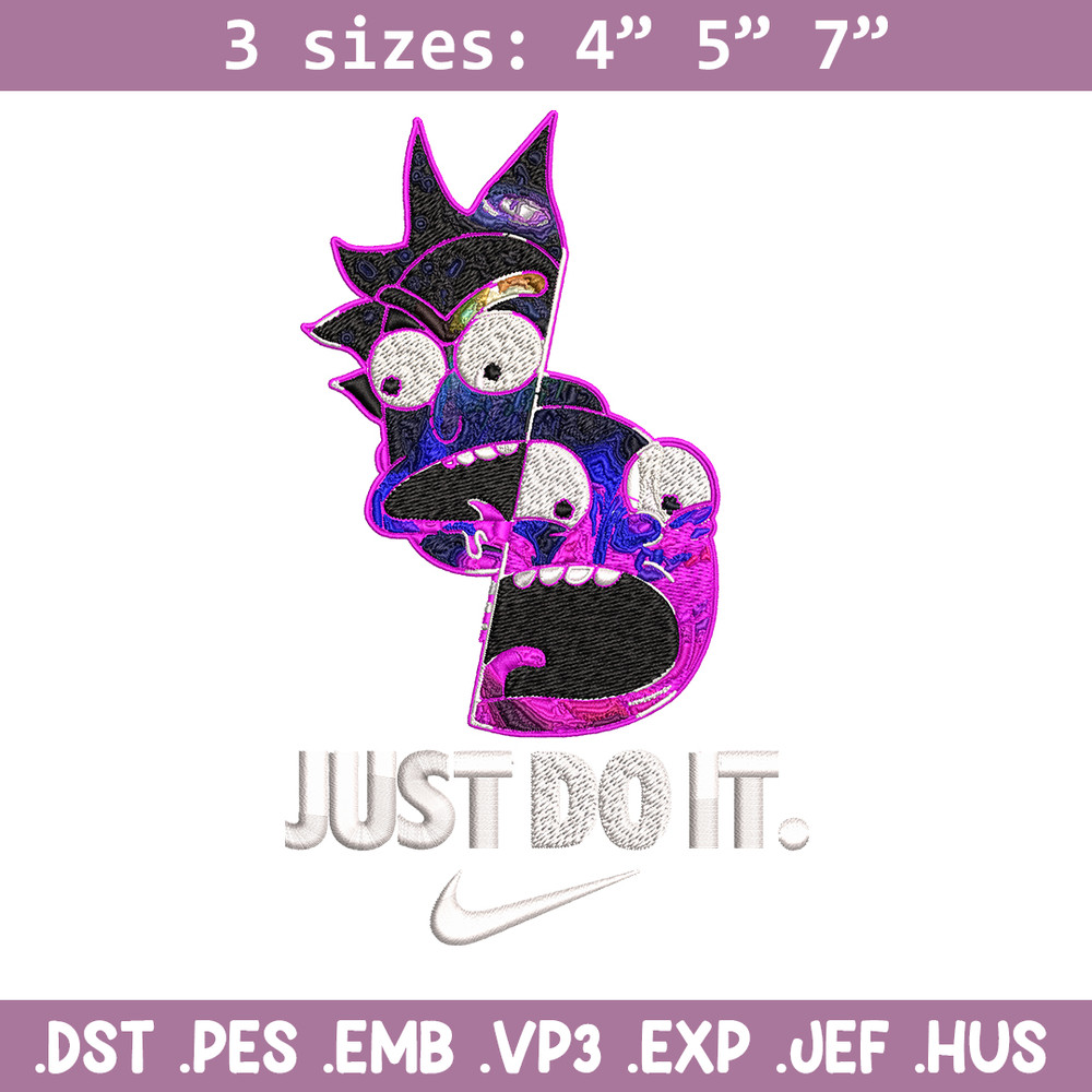 Rick and Morty x Just Rick It Embroidery design, Cartoon Embroidery, Logo Nike design, Embroidery file, Instant download.jpg