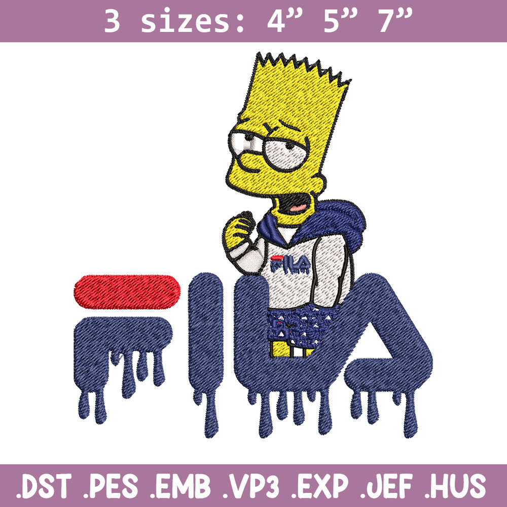 Simpson Fila Embroidery design, Simpson Embroidery, cartoon design, Embroidery File, Fila logo, Instant download..jpg