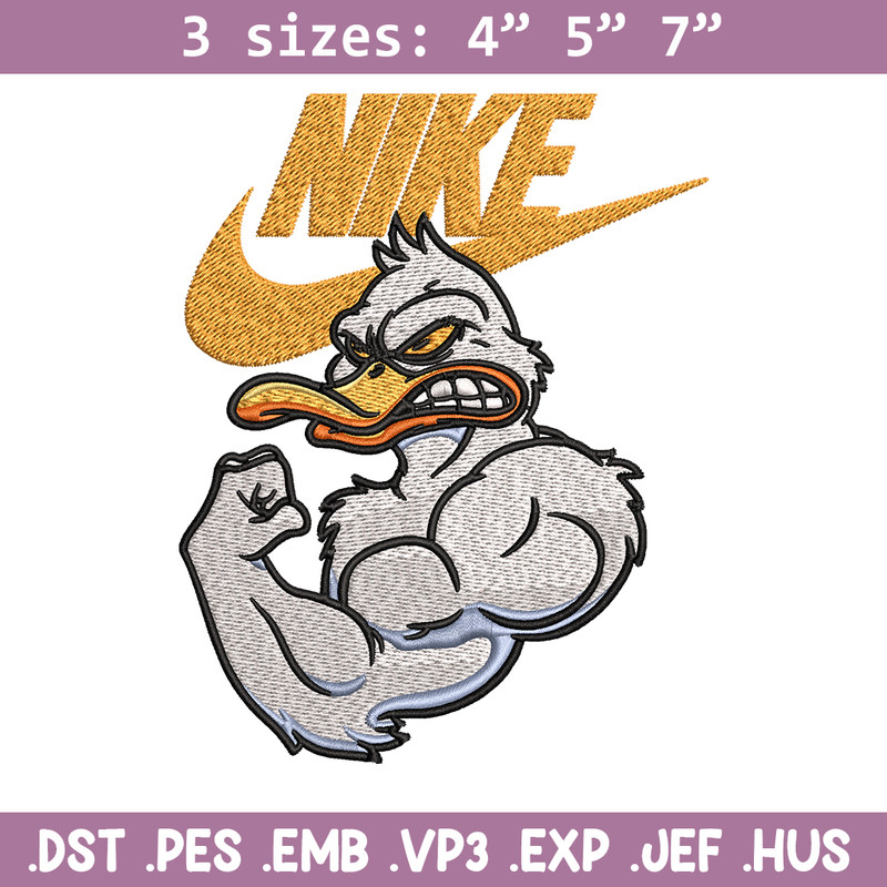 Strong Duck Stock Illustration Nike Embroidery design, cartoon Embroidery, Nike design, logo shirt, Instant download..jpg