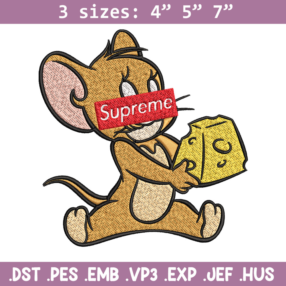 Supreme Cartoon Jerry Embroidery design, Disney cartoon Embroidery, cartoon design, Embroidery File, Digital download.jpg