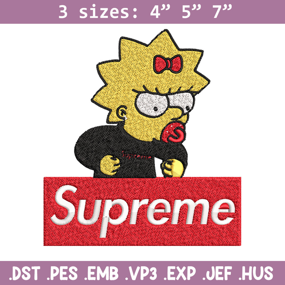 Supreme Lisa Simpson Embroidery design, Simpson Embroidery, cartoon design, Embroidery File, Digital download..jpg