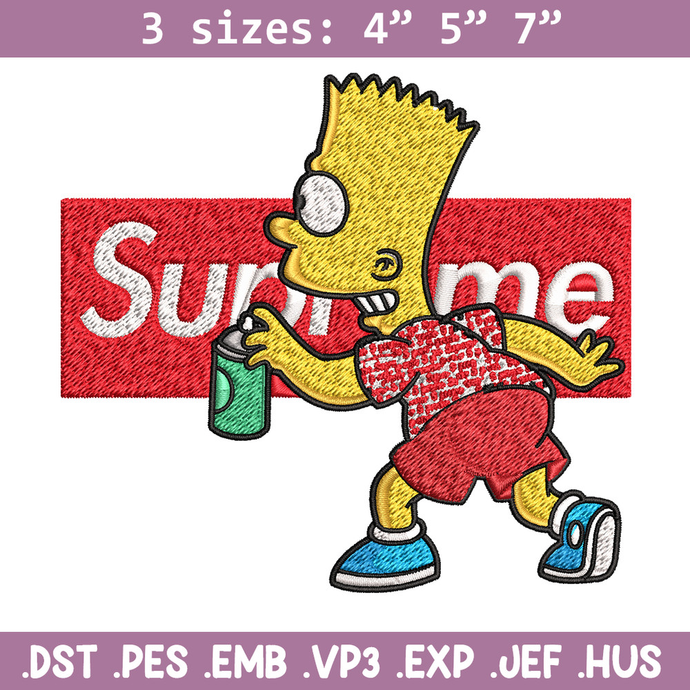 Supreme Simpson Embroidery design, Simpson cartoon Embroidery, cartoon design, Embroidery File, Digital download..jpg