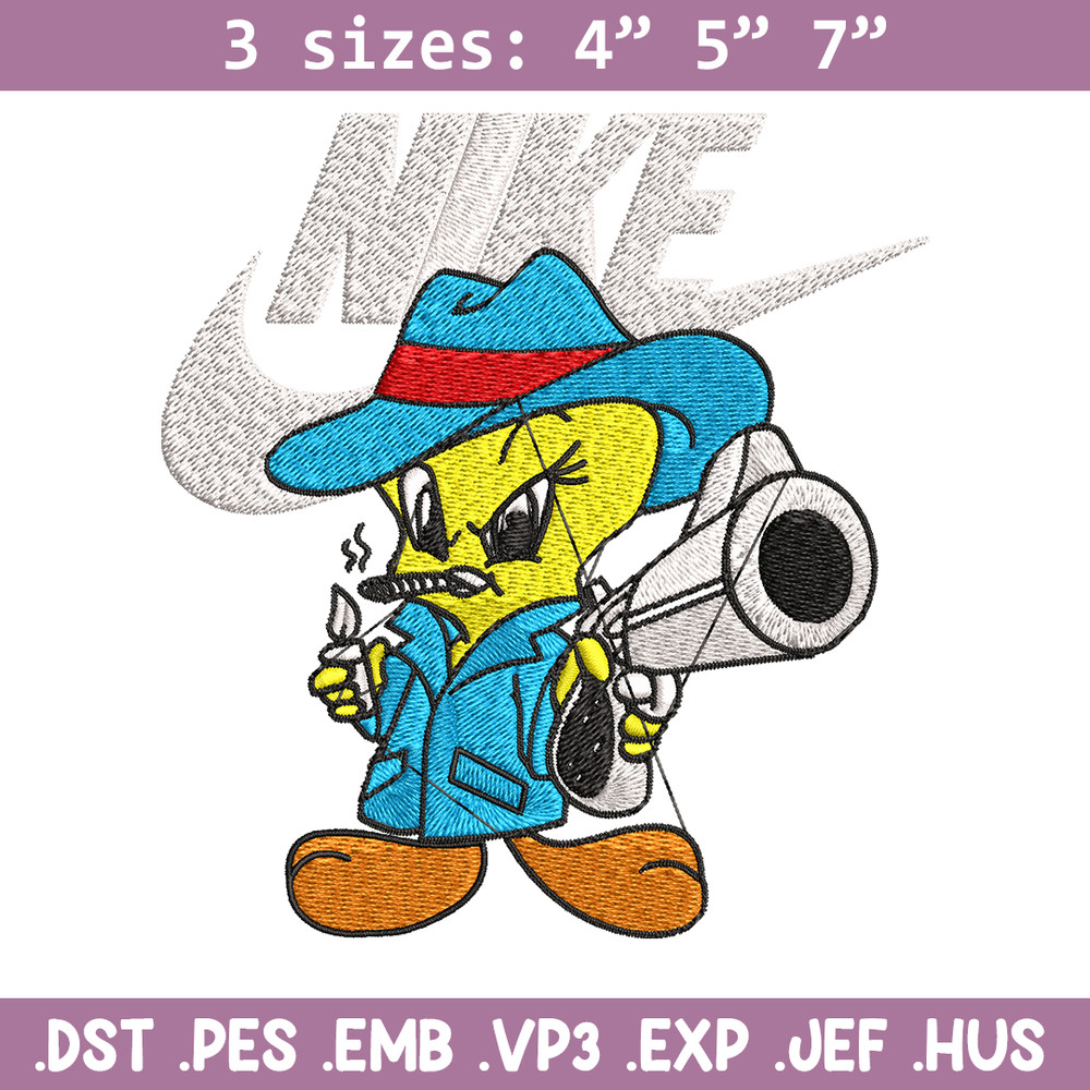 Tweety Nike Embroidery design, Tweety Nike Embroidery, Nike design, Embroidery file, cartoon shirt, Instant download..jpg