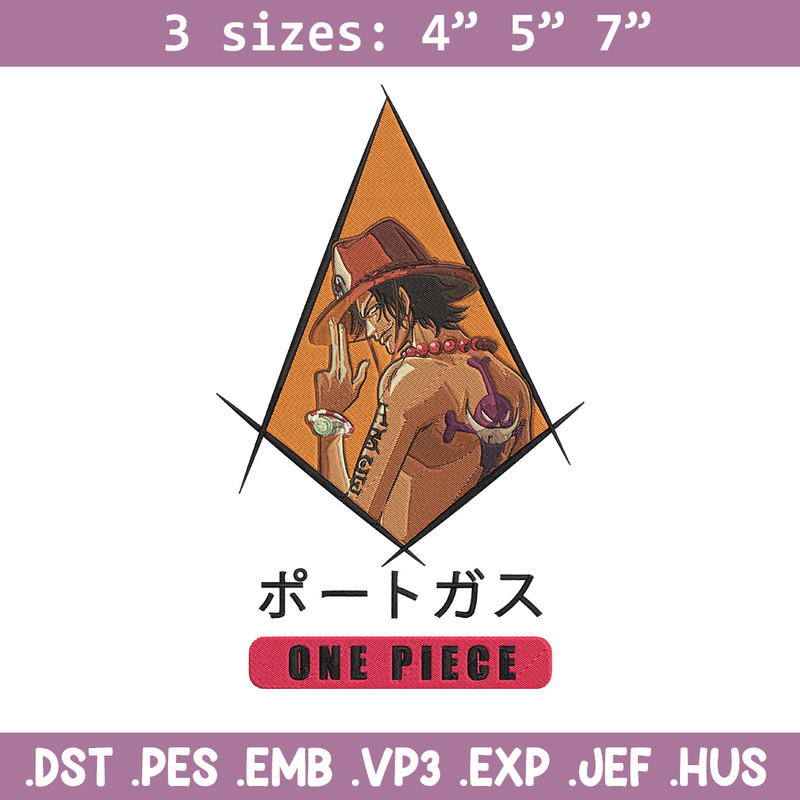 Ace poster Embroidery Design, One piece Embroidery, Embroidery File, Anime Embroidery, Anime shirt, Digital download..jpg