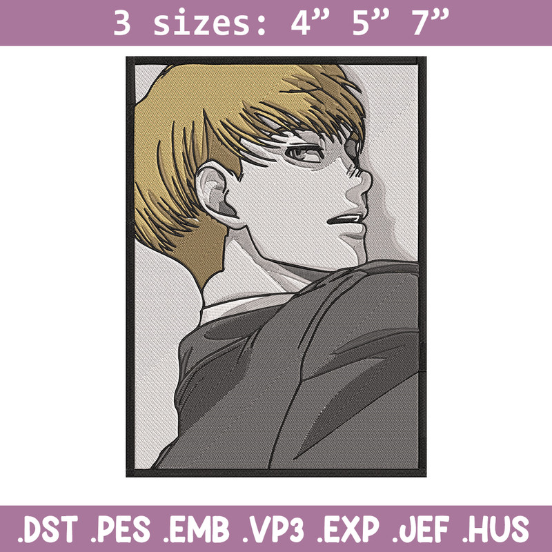 Armin poster Embroidery Design, Aot Embroidery, Embroidery File, Anime Embroidery, Anime shirt, Digital download.jpg
