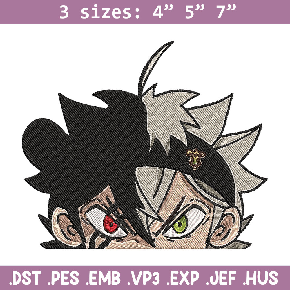 Asta Peeker Embroidery Design, Black clover Embroidery, Embroidery File, Anime Embroidery, Anime shirt,Digital download.jpg